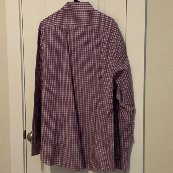 Men's Red and Blue Long Sleeve Checkered Button-Down Shirt - Picture 2 of 5